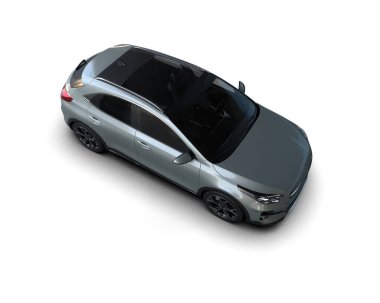 Üç boyutlu illüstrasyon. Modern araba beyaz arkaplanda izole edildi. 