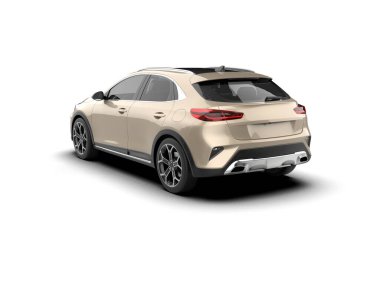 Üç boyutlu illüstrasyon. Modern araba beyaz arkaplanda izole edildi. 