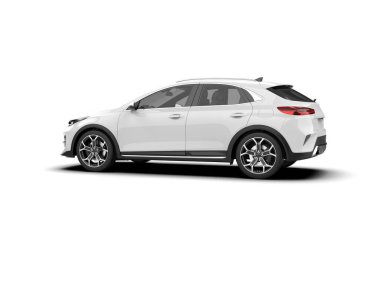 Üç boyutlu illüstrasyon. Modern araba beyaz arkaplanda izole edildi. 