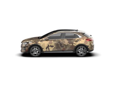 Üç boyutlu illüstrasyon. Modern araba beyaz arkaplanda izole edildi. 