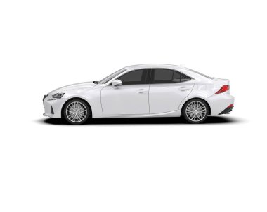 Üç boyutlu illüstrasyon. Modern araba beyaz arkaplanda izole edildi. 