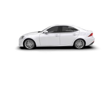 Üç boyutlu illüstrasyon. Modern araba beyaz arkaplanda izole edildi. 