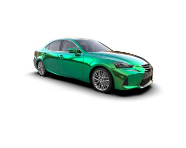 Üç boyutlu illüstrasyon. Modern araba beyaz arkaplanda izole edildi. 