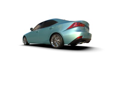 Üç boyutlu illüstrasyon. Modern araba beyaz arkaplanda izole edildi. 