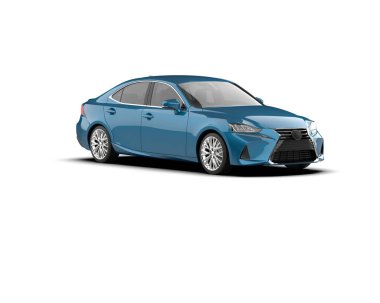 Modern araba beyaz arka planda izole edilmiş. 3d resimleme