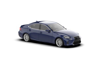 Modern araba beyaz arka planda izole edilmiş. 3d resimleme