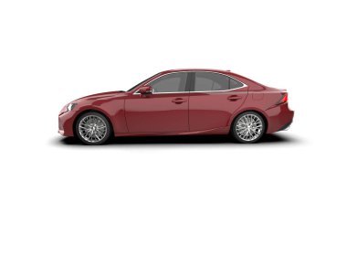 Modern araba beyaz arka planda izole edilmiş. 3d resimleme