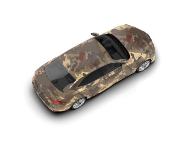 Modern araba beyaz arka planda izole edilmiş. 3d resimleme