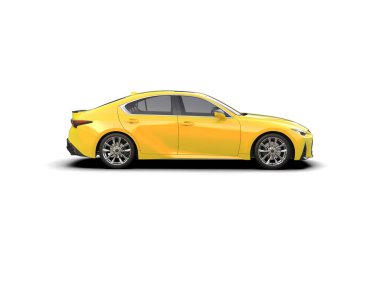 Modern araba beyaz arka planda izole edilmiş. 3d resimleme