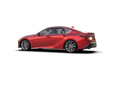 Modern araba beyaz arka planda izole edilmiş. 3d resimleme