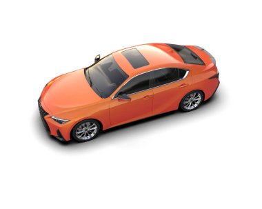 Modern araba beyaz arka planda izole edilmiş. 3d resimleme