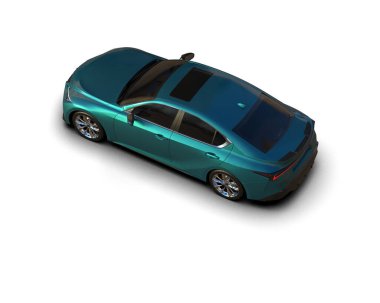 Modern araba beyaz arka planda izole edilmiş. 3d resimleme