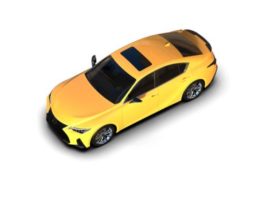 Modern araba beyaz arka planda izole edilmiş. 3d resimleme
