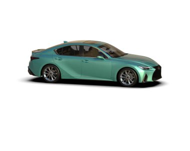 Modern araba beyaz arka planda izole edilmiş. 3d resimleme