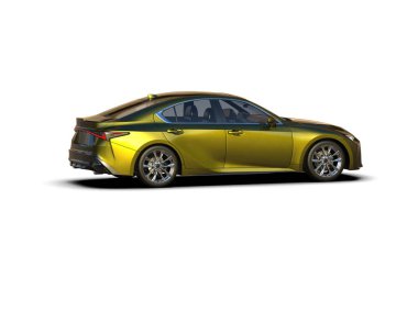 Modern araba beyaz arka planda izole edilmiş. 3d resimleme