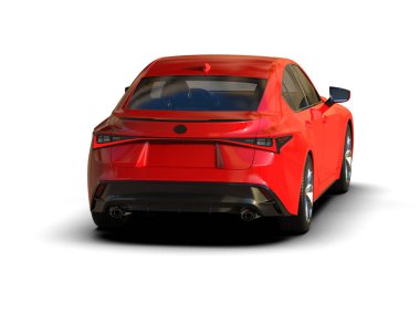 Modern araba beyaz arka planda izole edilmiş. 3d resimleme