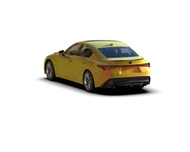 Modern araba beyaz arka planda izole edilmiş. 3d resimleme