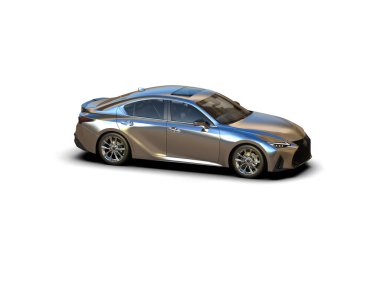 Modern araba beyaz arka planda izole edilmiş. 3d resimleme