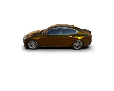 Modern araba beyaz arka planda izole edilmiş. 3d resimleme