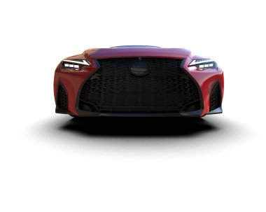 Modern araba beyaz arka planda izole edilmiş. 3d resimleme