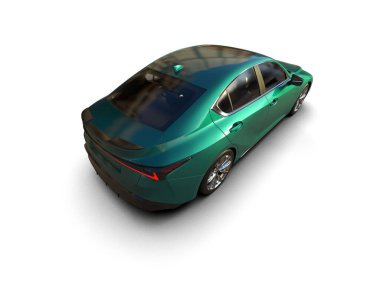 Modern araba beyaz arka planda izole edilmiş. 3d resimleme