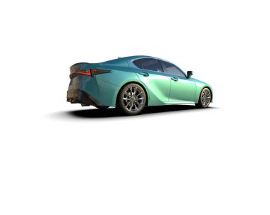 Modern araba beyaz arka planda izole edilmiş. 3d resimleme