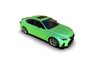 Modern araba beyaz arka planda izole edilmiş. 3d resimleme