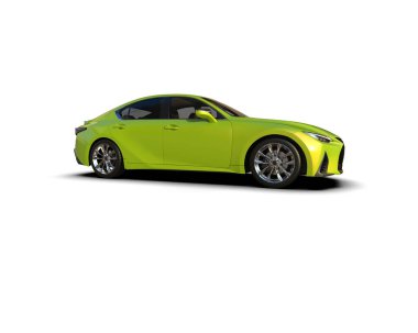 Modern araba beyaz arka planda izole edilmiş. 3d resimleme