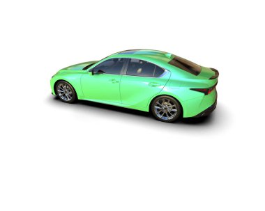 Modern araba beyaz arka planda izole edilmiş. 3d resimleme