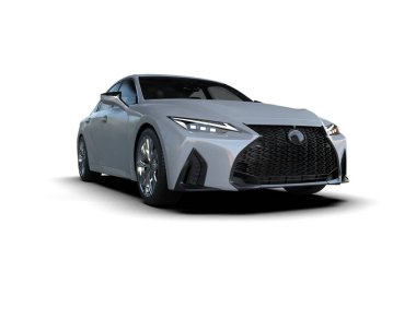 Modern araba beyaz arka planda izole edilmiş. 3d resimleme