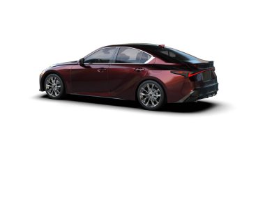 Modern araba beyaz arka planda izole edilmiş. 3d resimleme