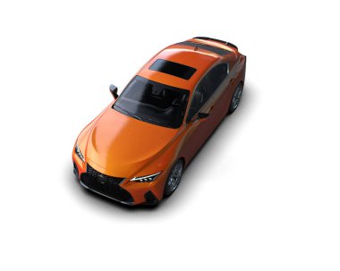Modern araba beyaz arka planda izole edilmiş. 3d resimleme