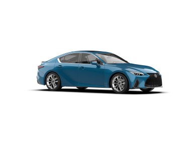 Modern araba beyaz arka planda izole edilmiş. 3d resimleme