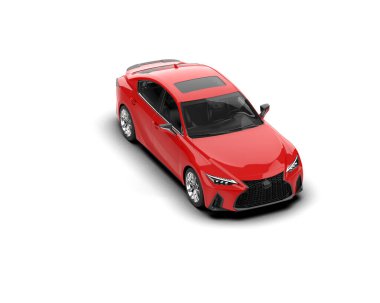 Modern araba beyaz arka planda izole edilmiş. 3d resimleme