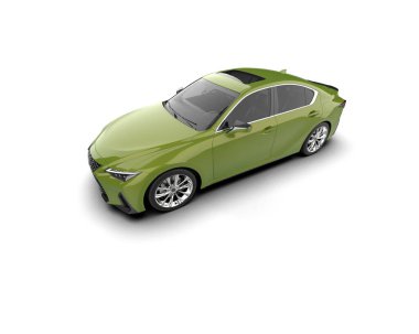 Modern araba beyaz arka planda izole edilmiş. 3d resimleme