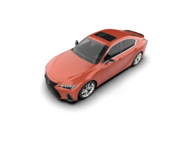Modern araba beyaz arka planda izole edilmiş. 3d resimleme