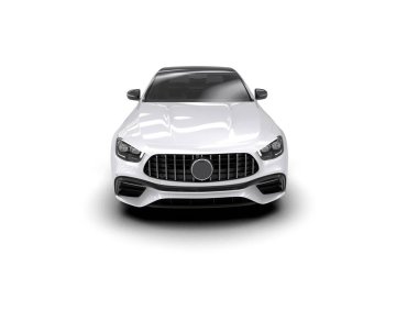 Üç boyutlu illüstrasyon. Beyaz arka planda modern beyaz araba izole edildi. 