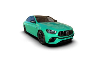 Üç boyutlu illüstrasyon. Modern araba beyaz arkaplanda izole edildi. 