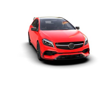 Üç boyutlu illüstrasyon. Modern araba beyaz arkaplanda izole edildi. 