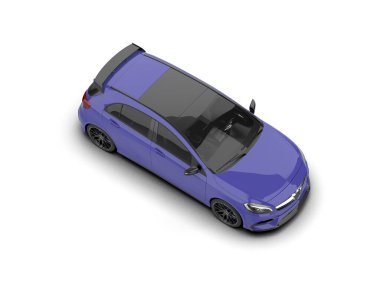 Üç boyutlu illüstrasyon. Modern mavi araba beyaz arka planda izole edildi. 