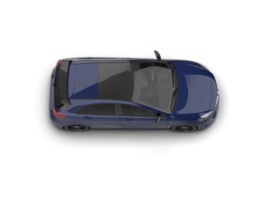 Üç boyutlu illüstrasyon. Modern mavi araba beyaz arka planda izole edildi. 