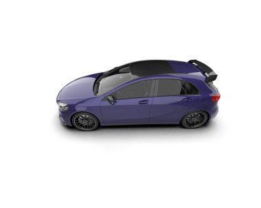 Üç boyutlu illüstrasyon. Modern mavi araba beyaz arka planda izole edildi. 