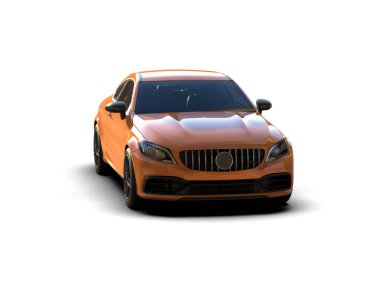 Modern araba beyaz arka planda izole edilmiş. 3d resimleme