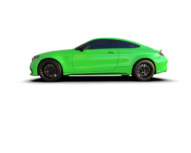 Modern araba beyaz arka planda izole edilmiş. 3d resimleme