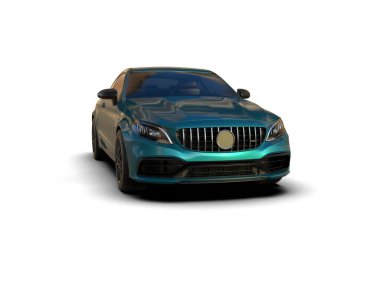 Modern araba beyaz arka planda izole edilmiş. 3d resimleme