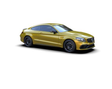 Modern araba beyaz arka planda izole edilmiş. 3d resimleme