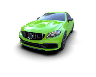 Modern araba beyaz arka planda izole edilmiş. 3d resimleme