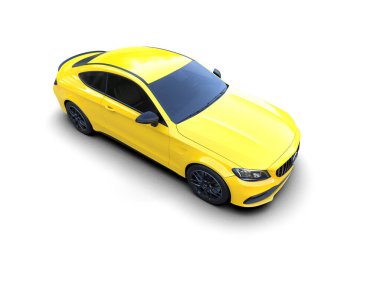 Modern araba beyaz arka planda izole edilmiş. 3d resimleme