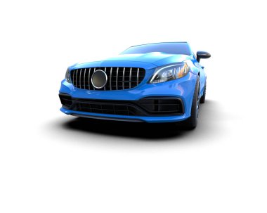 Modern araba beyaz arka planda izole edilmiş. 3d resimleme