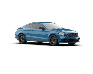 Modern araba beyaz arka planda izole edilmiş. 3d resimleme